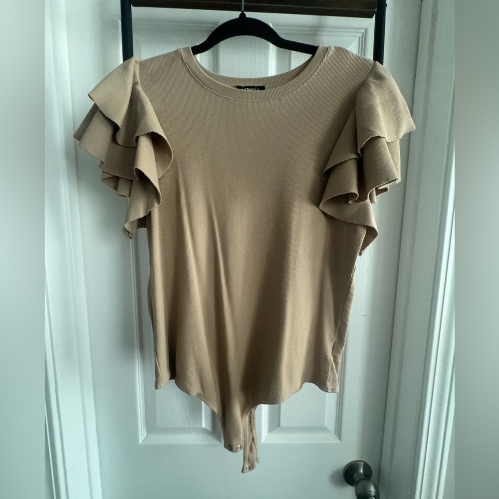 Express Size XL Tan Bodysuit Blouse
